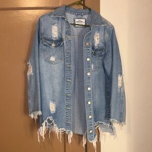 American Bazi Light Blue Distressed Jean Jacket size small